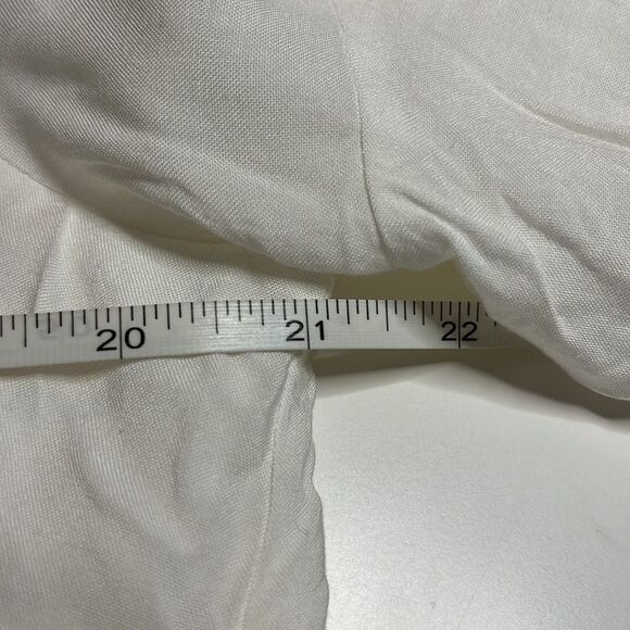 BLUE Rain white dress with crocheted stitching and fabric covered buttons size L - Picture 12 of 13